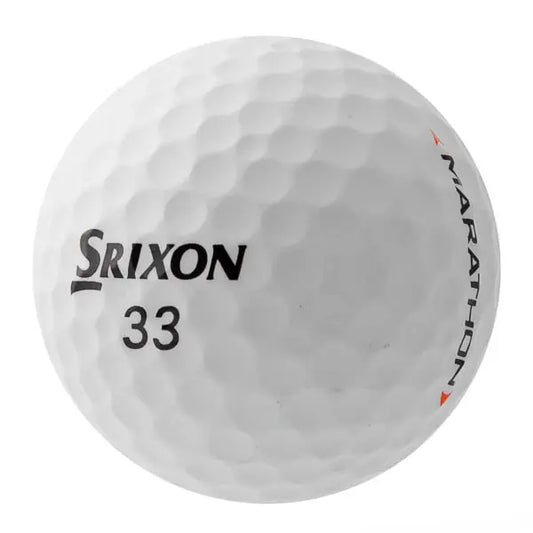 Weißer Golfball Srixon Marathon mit Zahl 33 und dimpelter Oberfläche, Produktfoto