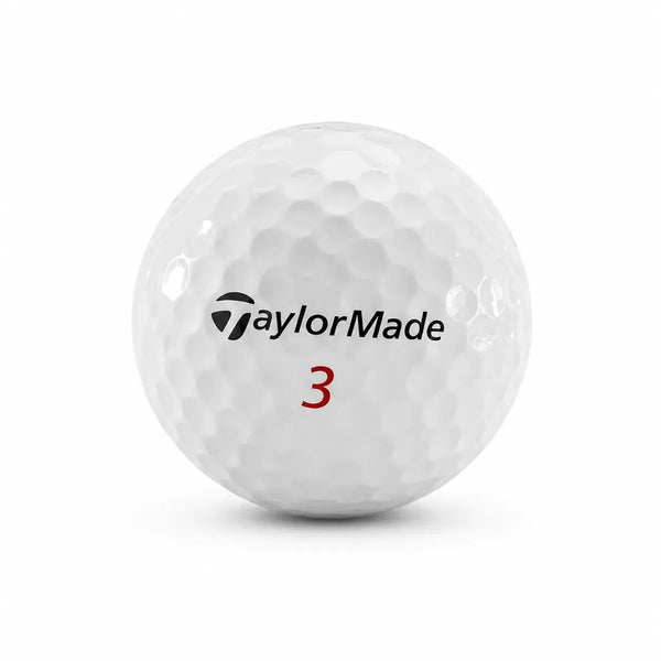 Weiße Taylor Made Golfball mit der Nummer 3 und dem Logo der Marke.