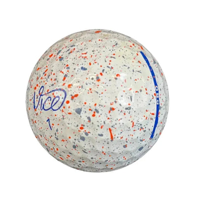 Vice Pro Drip Mix Golfball mit speckled Design in Weiß, Orange und Blau.