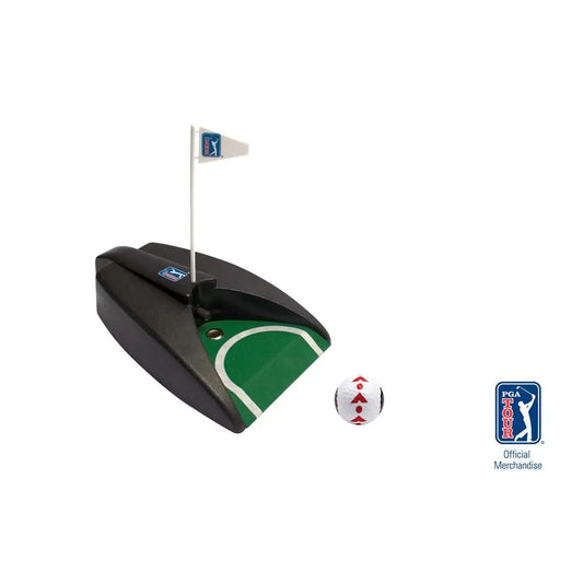 PGA TOUR Putt-Returner mit grünem Übungsfeld, Golfball und Flagge für Indoor-Golftraining