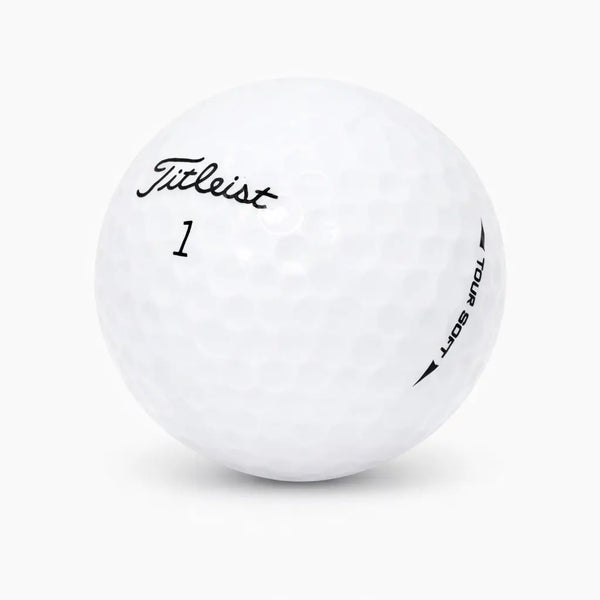 Titleist Tour Soft Lakeballs | AAAAA – 25 gebrauchte weiße Golfbälle freigestellt auf weißem Hintergrund