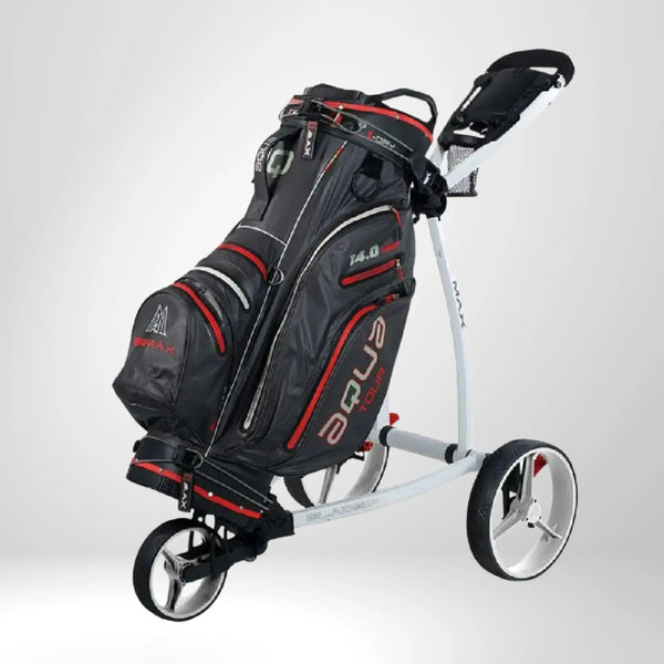 Big Max Blade IP 2 Push Trolley – Frontansicht Farbvariante 1, dreirädriger Golftrolley