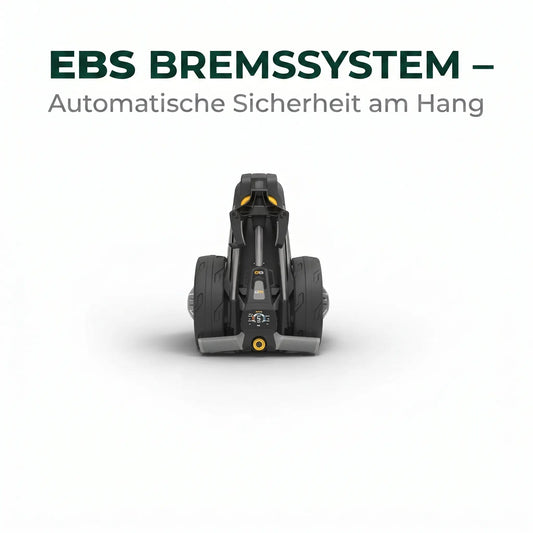 PowaKaddy CT6 — EBS Bremssystem für automatische Sicherheit am Hang