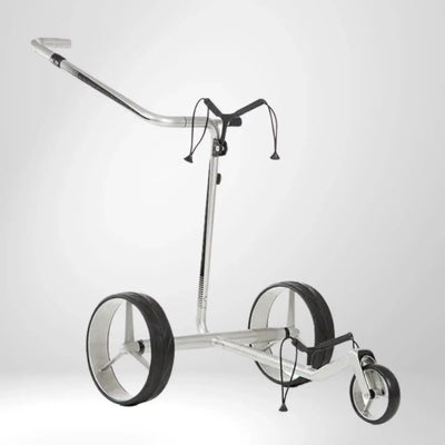 Moderner Golf Trolley aus Carbon mit drei Rädern, ideal für den Golfplatz