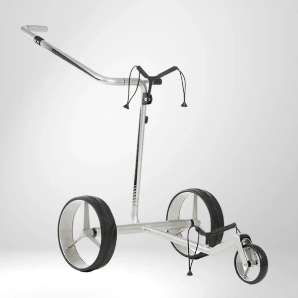 Moderner Golf Trolley aus Carbon mit drei Rädern, ideal für den Golfplatz