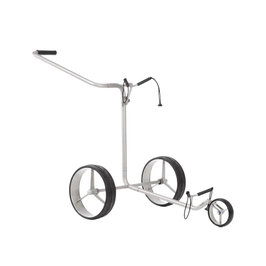 Moderner Golf Trolley aus Metall mit drei Rädern und Griff, geeignet für Golfzubehör