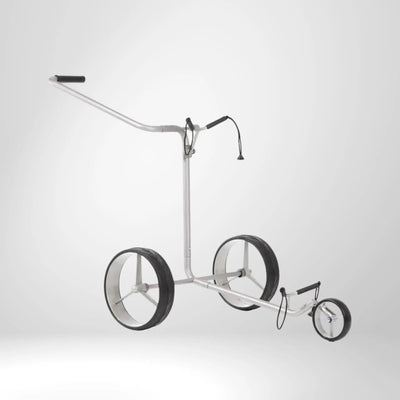 JUCAD TITAN 3rädrig – Klappbarer Titan-Golftrolley mit drei großen Rädern, Gesamtansicht freigestellt