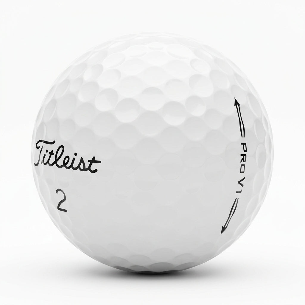 Weißer Titleist Pro V1 Golfball mit Nummer 4 auf hellem Hintergrund