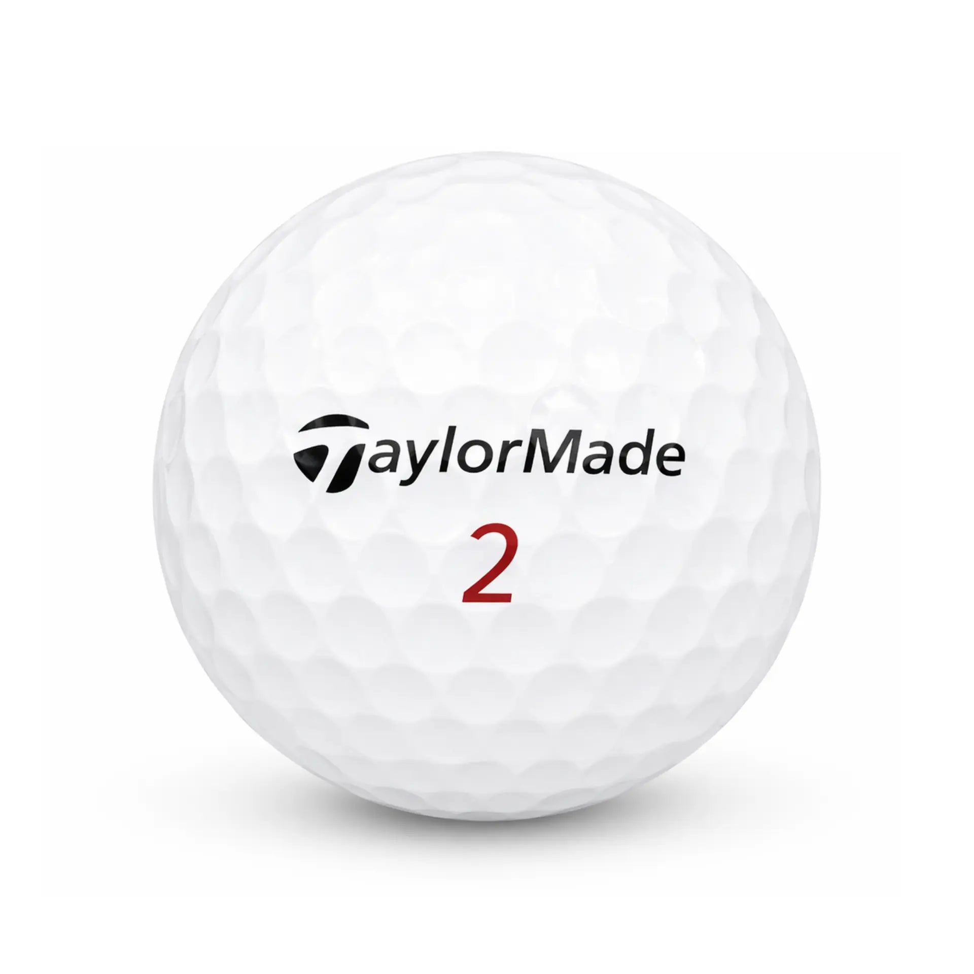 TaylorMade Tour Response – Nahaufnahme weißer Golfball mit dimpled Oberfläche und Logo