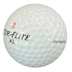 Weißer Golfball Top Flite XL mit roter Nummer 3 und Tour Trajectory Aufschrift