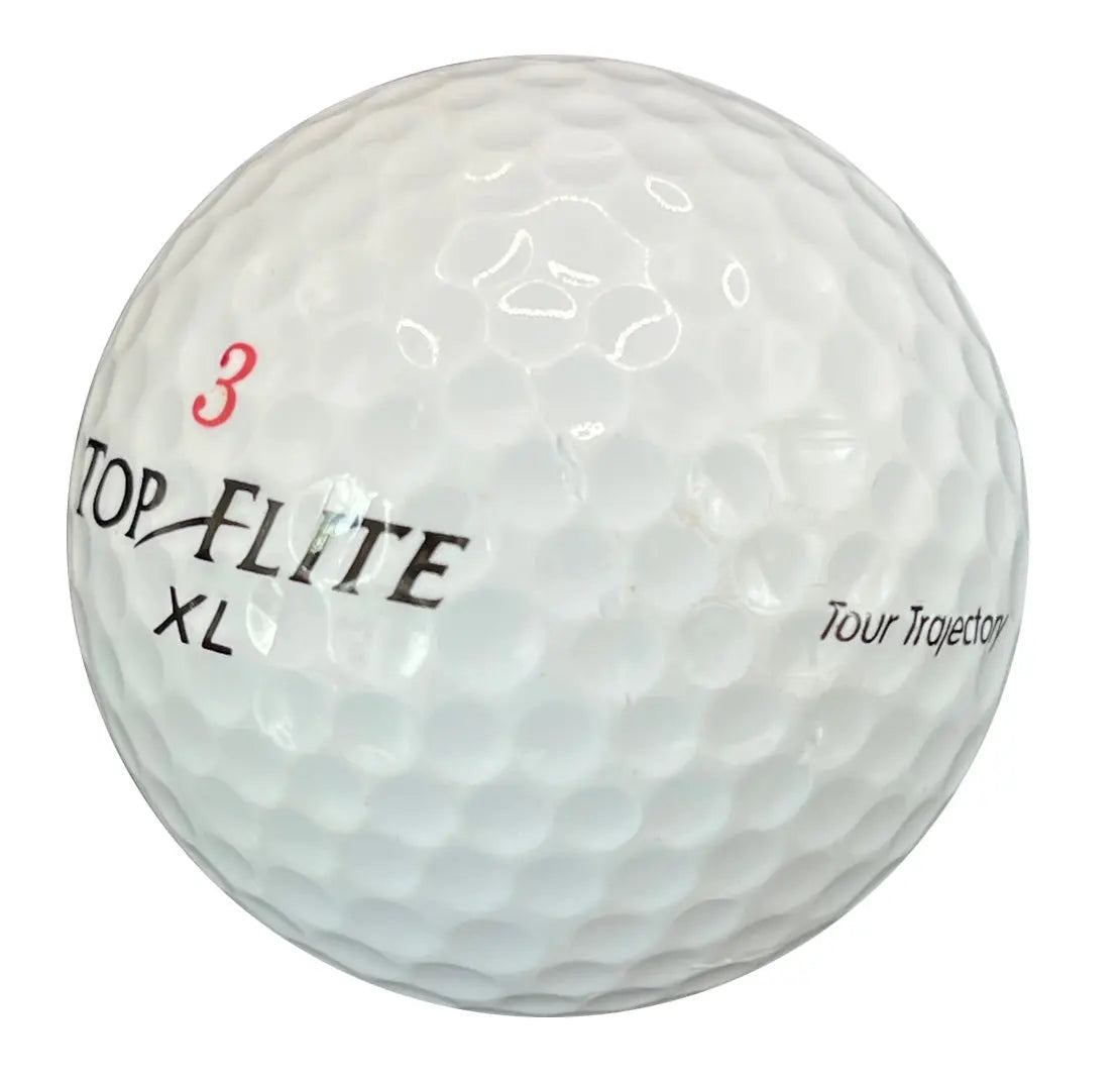 Weißer Golfball Top Flite XL mit roter Nummer 3 und Tour Trajectory Aufschrift