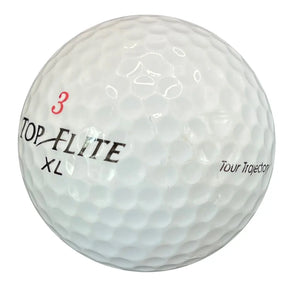 Weißer Golfball Top Flite XL mit roter Nummer 3 und Tour Trajectory Aufschrift