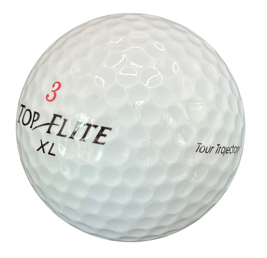 Weißer Golfball Top Flite XL mit roter Nummer 3 und Tour Trajectory Aufschrift