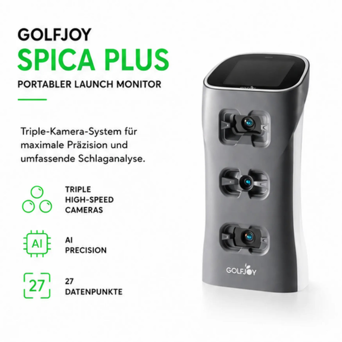 GolfJoy Spica 3 Plus Launch Monitor – Triple-Kamera-Front