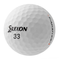 Weißer Golfball Srixon Marathon mit Zahl 33 und dimpelter Oberfläche, Produktfoto