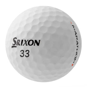 Weißer Golfball Srixon Marathon mit Zahl 33 und dimpelter Oberfläche, Produktfoto