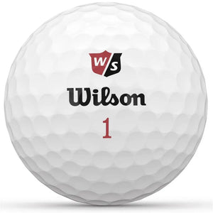 Weißer Wilson Golfball mit Logo und Zahl 1, strukturierte Oberfläche, Golf Zubehör