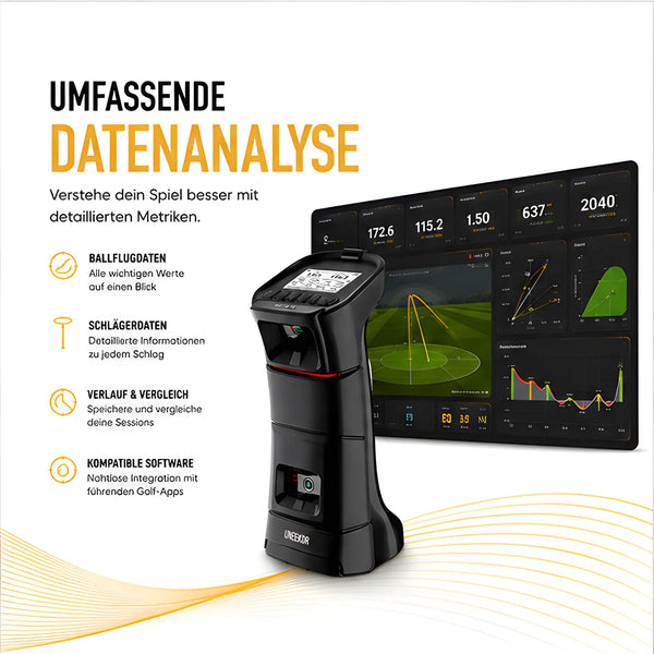 Uneekor EYE MINI – Einsteiger Launch Monitor für Golf Simulatoren, Schrägansicht Kamerasystem
