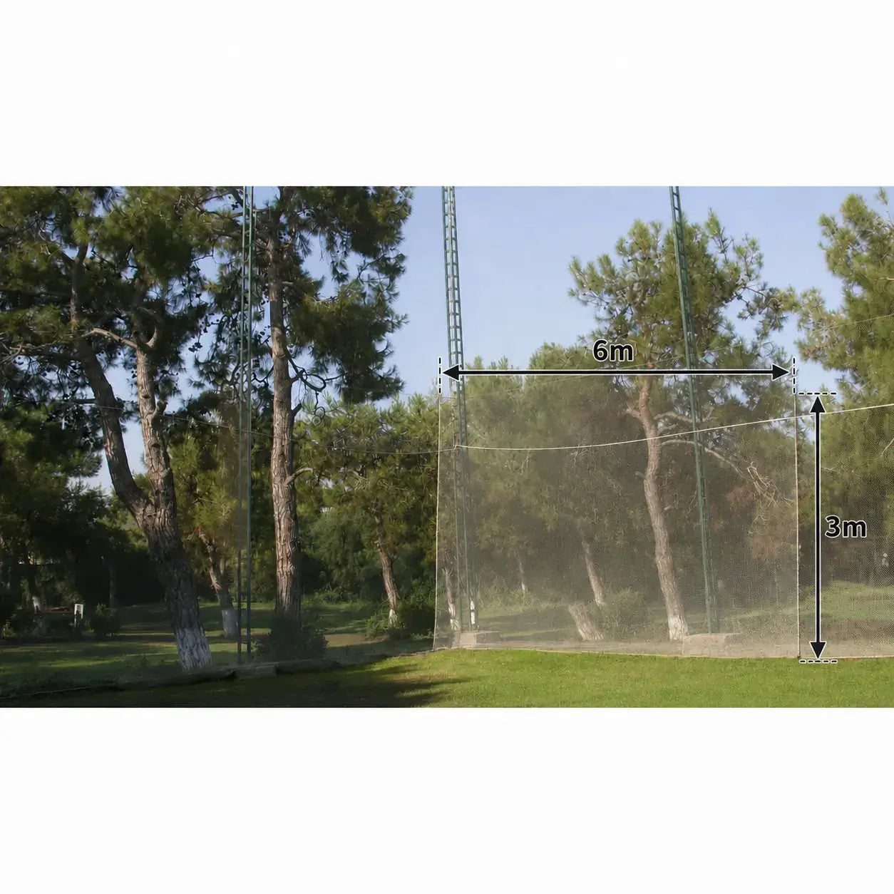 Impact Netz für Golfsimulator, 6x3 m, 20mm Maschenweite, inkl. Bleigewichten.