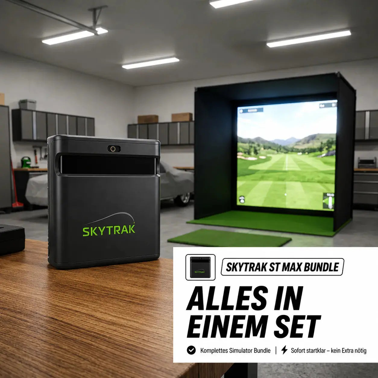 Golfbox x SkyTrak ST MAX Bundle mit Komplettset für Golf-Simulator.