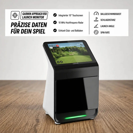 Golfbox x Garmin Approach R50 Bundle mit integriertem 10" Touchscreen und 10 MHz Hochfrequenz-Radar.