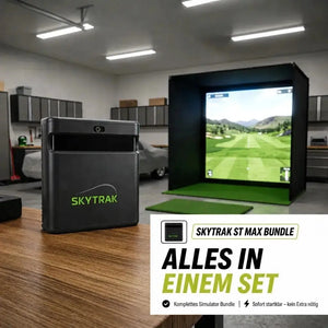 Golfbox x SkyTrak ST MAX Bundle, komplettes Simulator-Set für das Golftraining zu Hause.