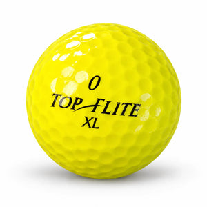 Marken Mix Gelb Golfball von Top Flite, Modell XL, in leuchtendem Gelb.
