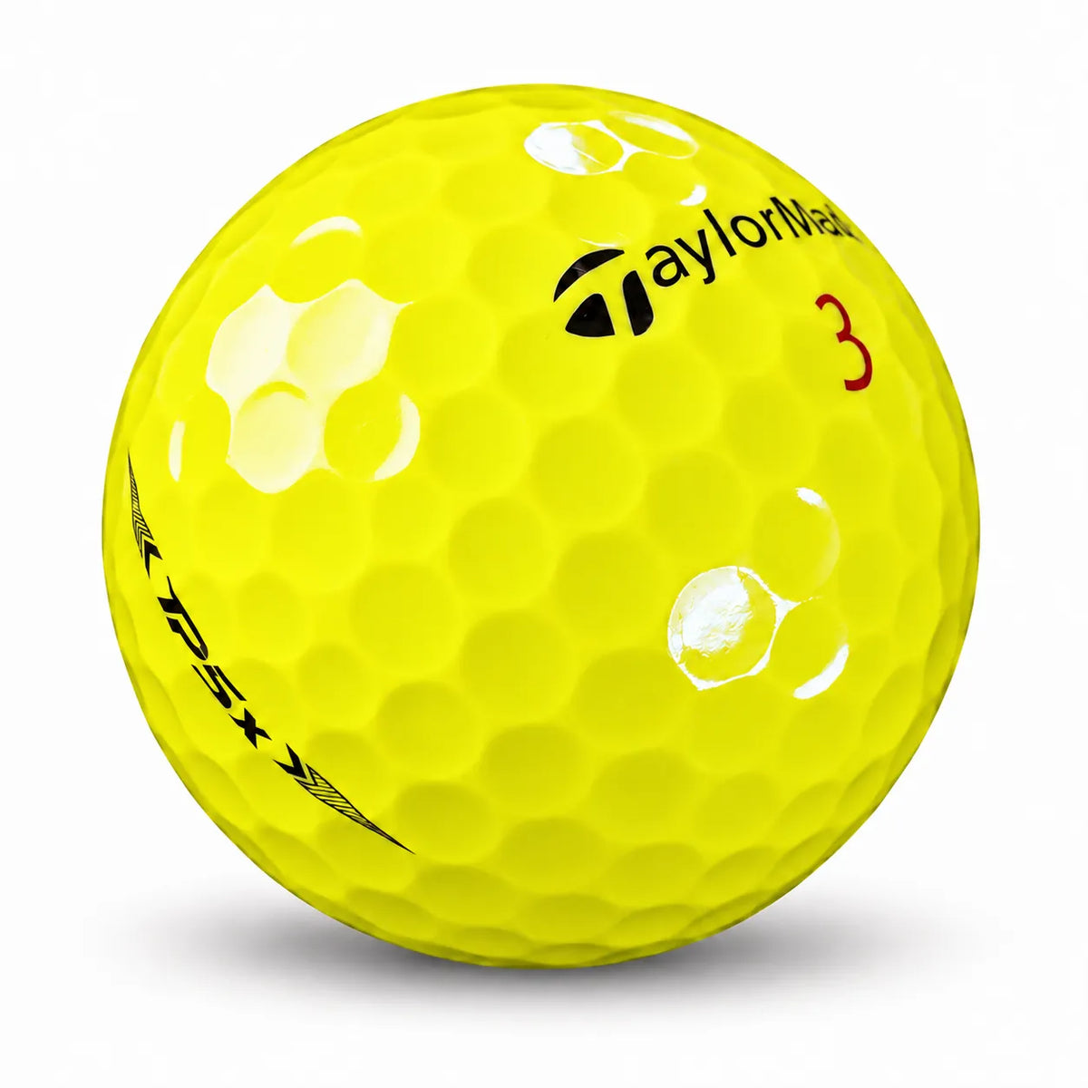 Taylor Made TP5x Mix Gelb Golfball, Kategorie AAAA/AAA, mit gelber Oberfläche und der Nummer 3.