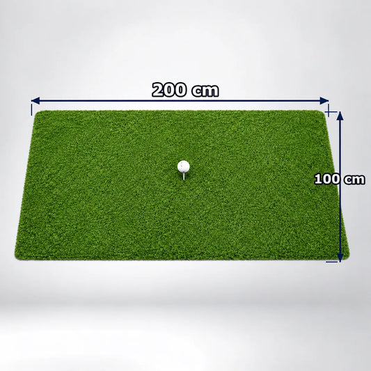 Indoor Hitting Matte Tee Turf XL – 200 x 100 cm für Golf-Simulatoren mit Rasenoberfläche und Tee.