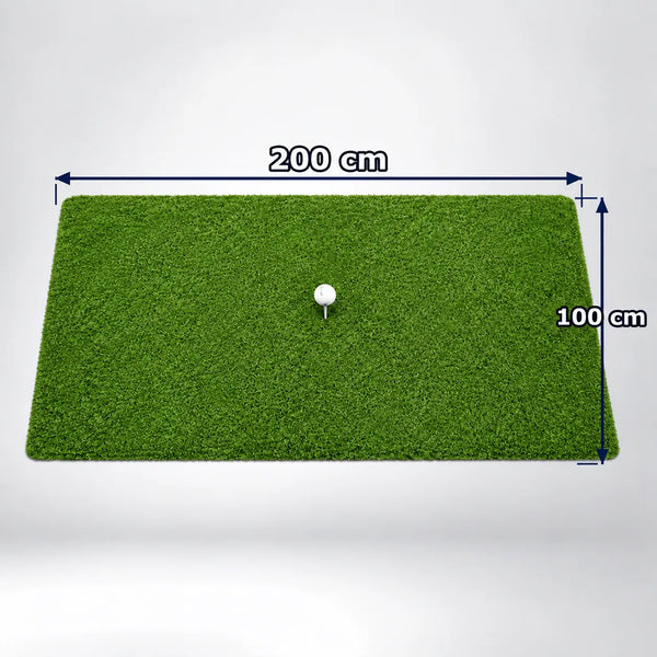 Indoor Hitting Matte Tee Turf XL – 200 x 100 cm für Golf-Simulatoren mit Rasenoberfläche und Tee.
