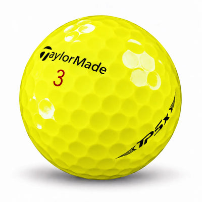 Gelbe Taylor Made TP5x Mix Golfball mit der Nummer 3, AAAA/AAA Kategorie.