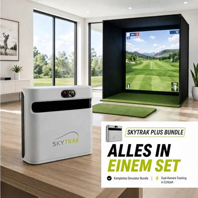 Golfbox x SkyTrak+ Bundle mit Simulator und Dual-Kamera Tracking.
