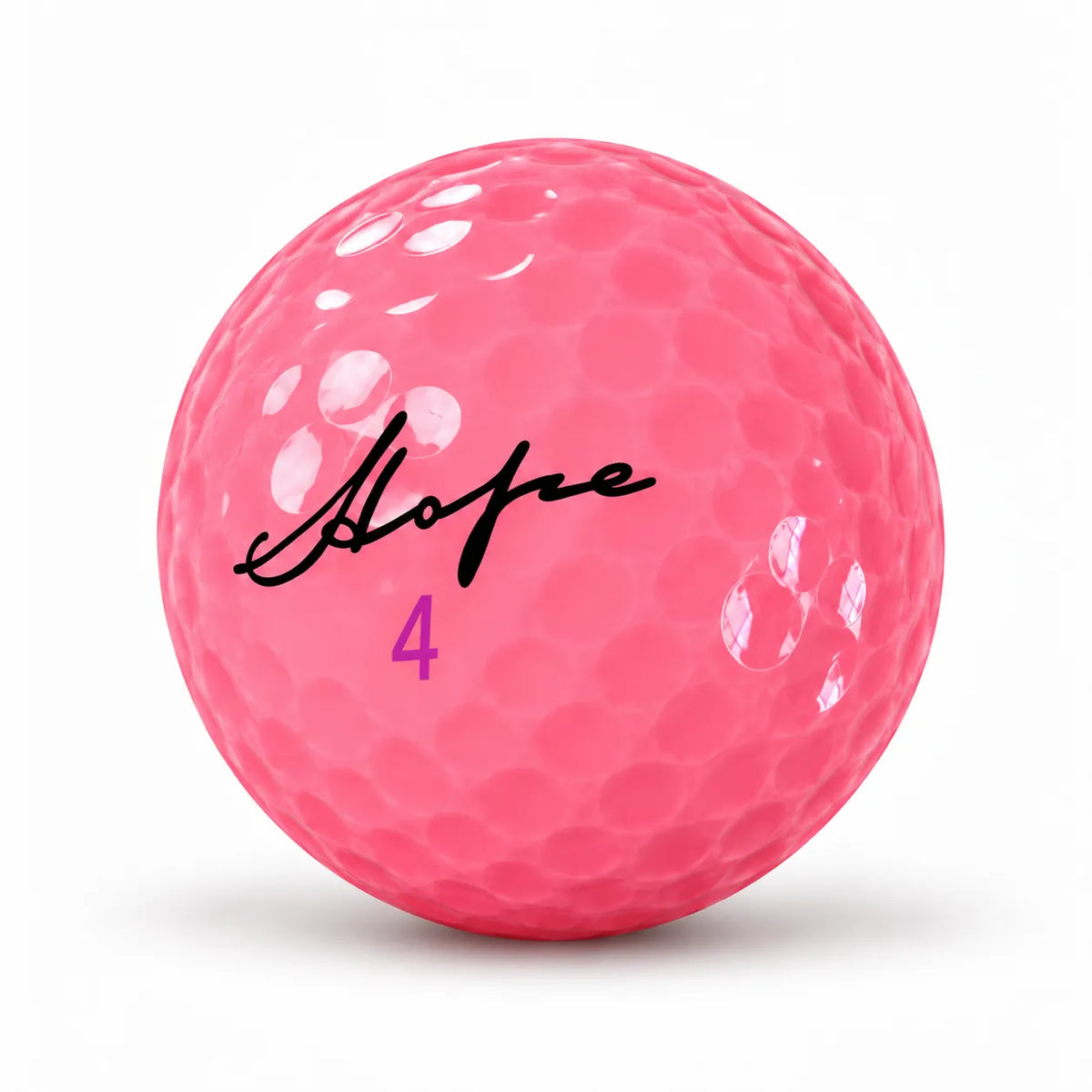 Golfball Marken Mix Pink, AAAA/AAA, mit der Aufschrift "Hope" und der Nummer 4.