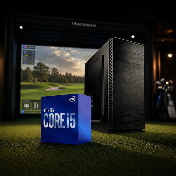 PC System Golf Simulator mit Intel i5 Prozessor, SSD, RTX 5060 Ti und DDR4 RAM.