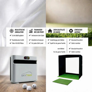 Golfbox x SkyTrak+ Bundle mit realistischer Simulation, Analyse-Features und einfach aufzubauendem Golfplatz.