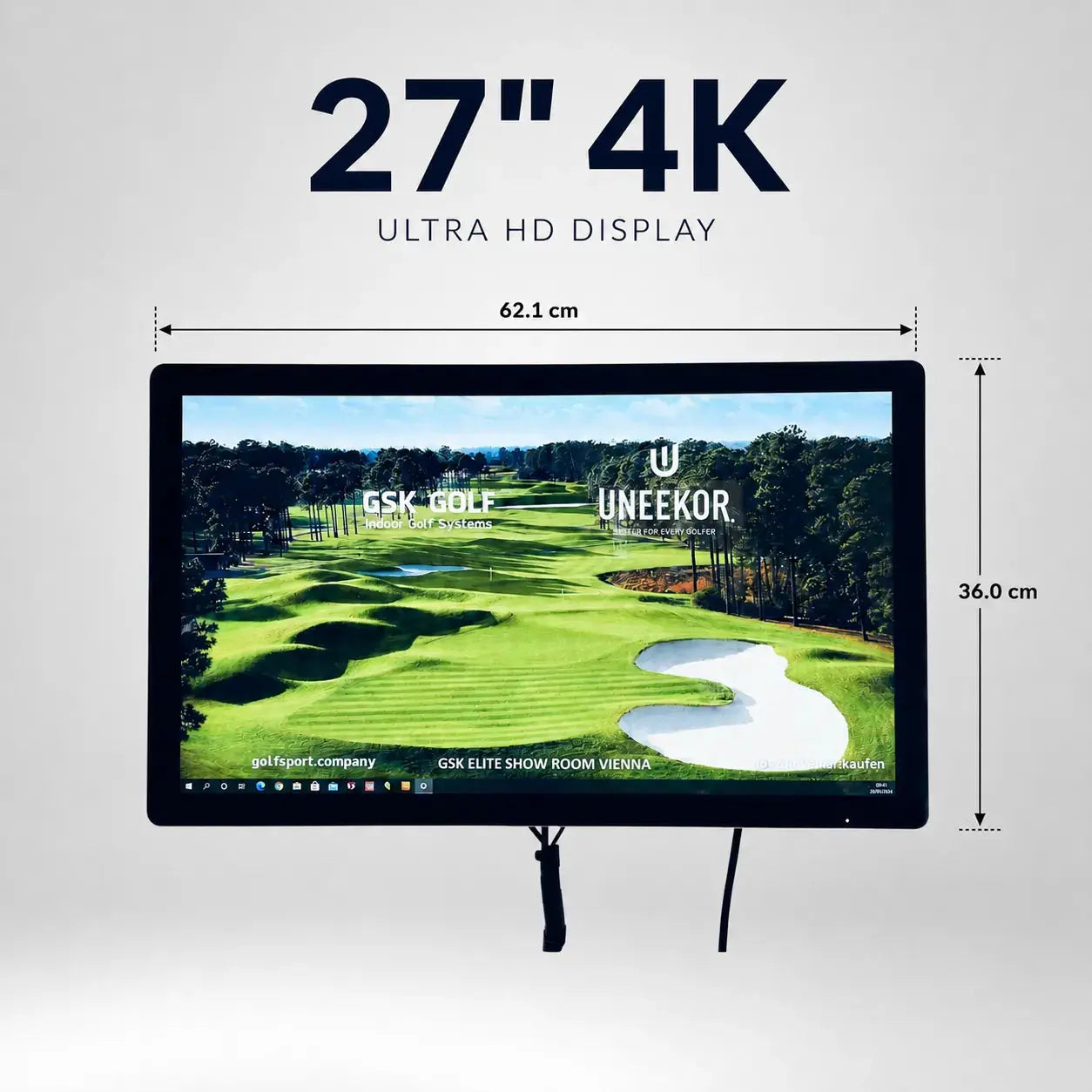 27" 4K UHD Touch Screen LCD mit Wandmontage, ideal für Golf Simulatoren.