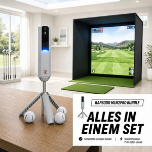 Golfbox x Rapsodo MLM2Pro Bundle mit Simulator und Zubehör, ideal für präzises Training.