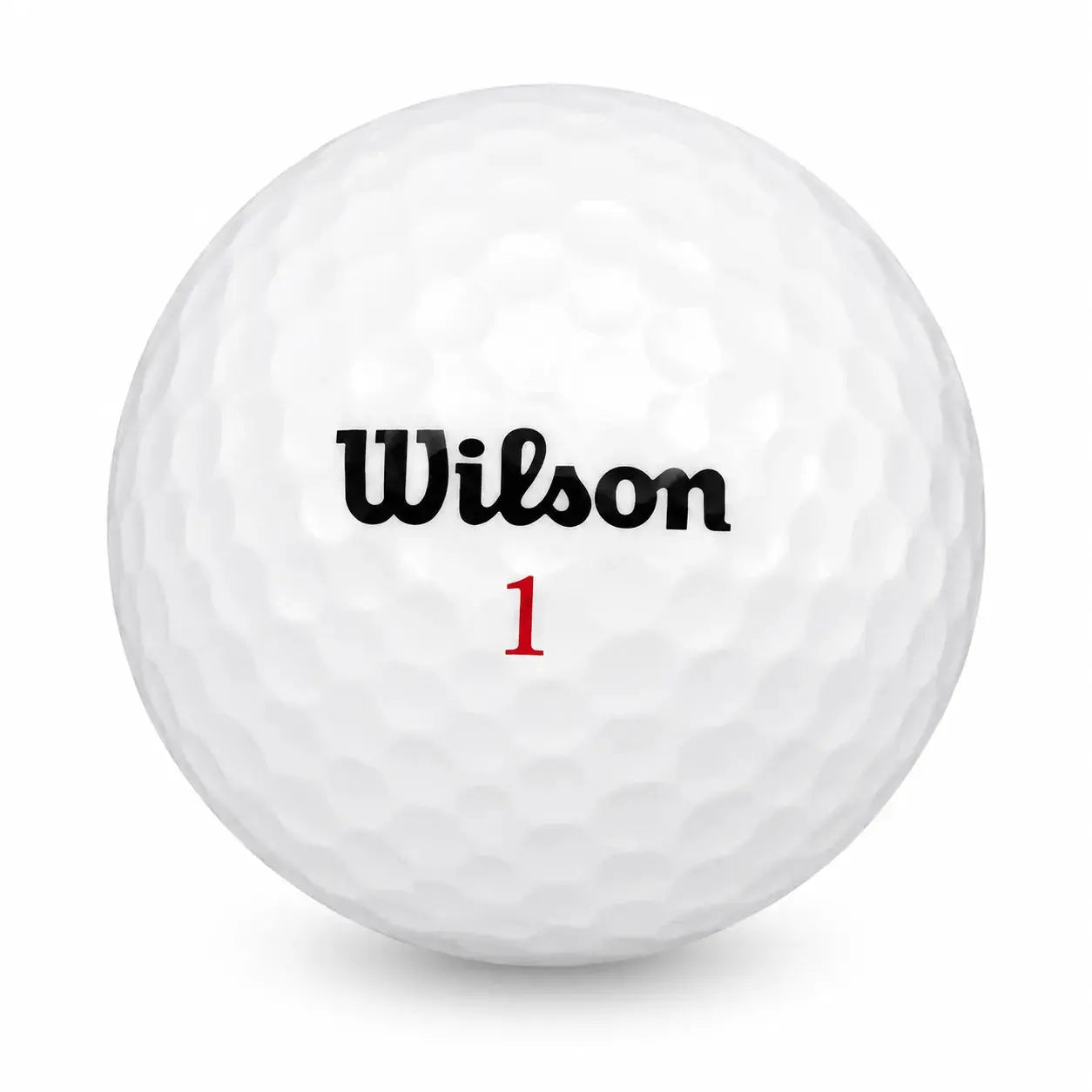 25 Wilson Mix Golfbälle in AAA-Qualität, weiß mit schwarzem Wilson-Logo und roter Nummer 1.