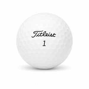 25 Titleist Tour Soft Golfbälle im AAAA-Qualitätszustand, weiß mit schwarzem Logo.