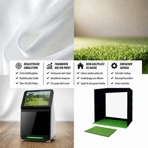 Golfbox x Garmin Approach R50 Bundle für realistische Golfsimulation und Indoor-Training.
