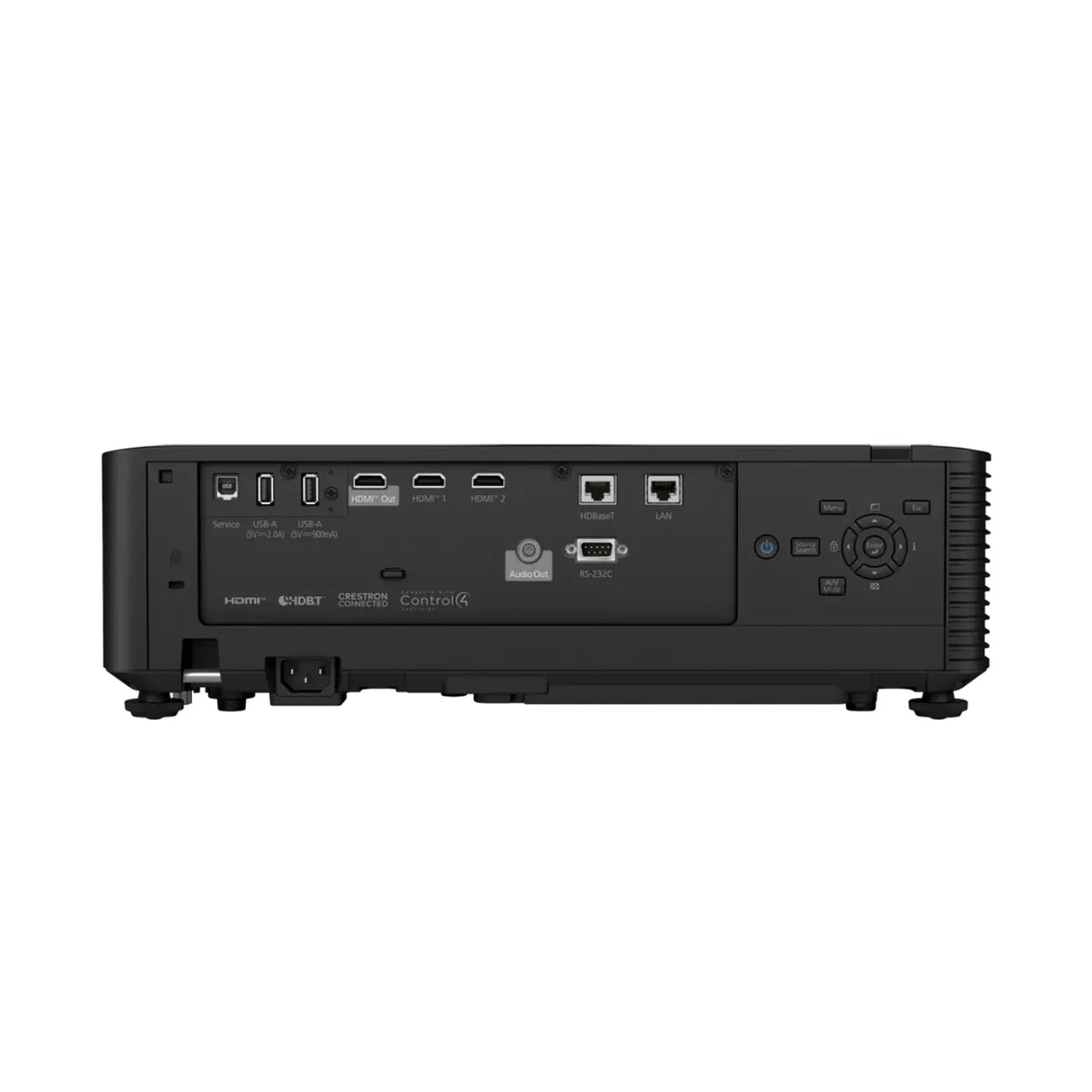4K UHD Projektor EPSON L795SE mit 7000 Lumen Laser, Rückansicht mit Anschlüssen.