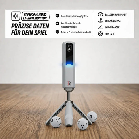 Golfbox x Rapsodo MLM2Pro Bundle mit Dual-Kamera Tracking System und Zubehör.