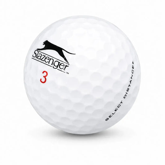 Slazenger Golfball 25 Mix, AAA, weiß mit schwarzem Logo und Nummer 3.
