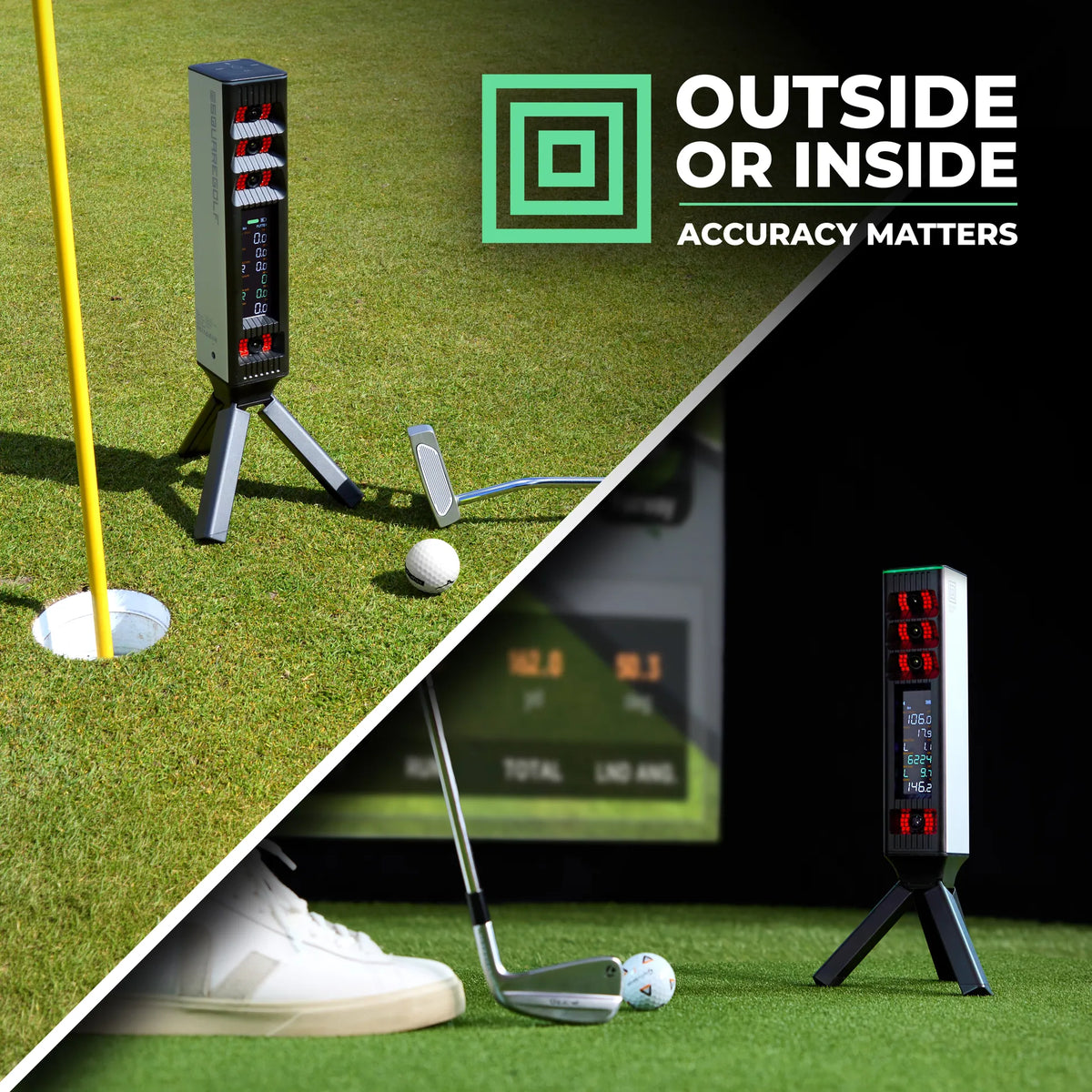Golf Trainingsgerät Square zur Verbesserung der Schlaggenauigkeit auf dem Golfplatz.