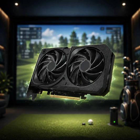 PC System Golf Simulator mit RTX 5060 Ti Grafikkarte, ideal für realistisches Golf-Spielerlebnis.