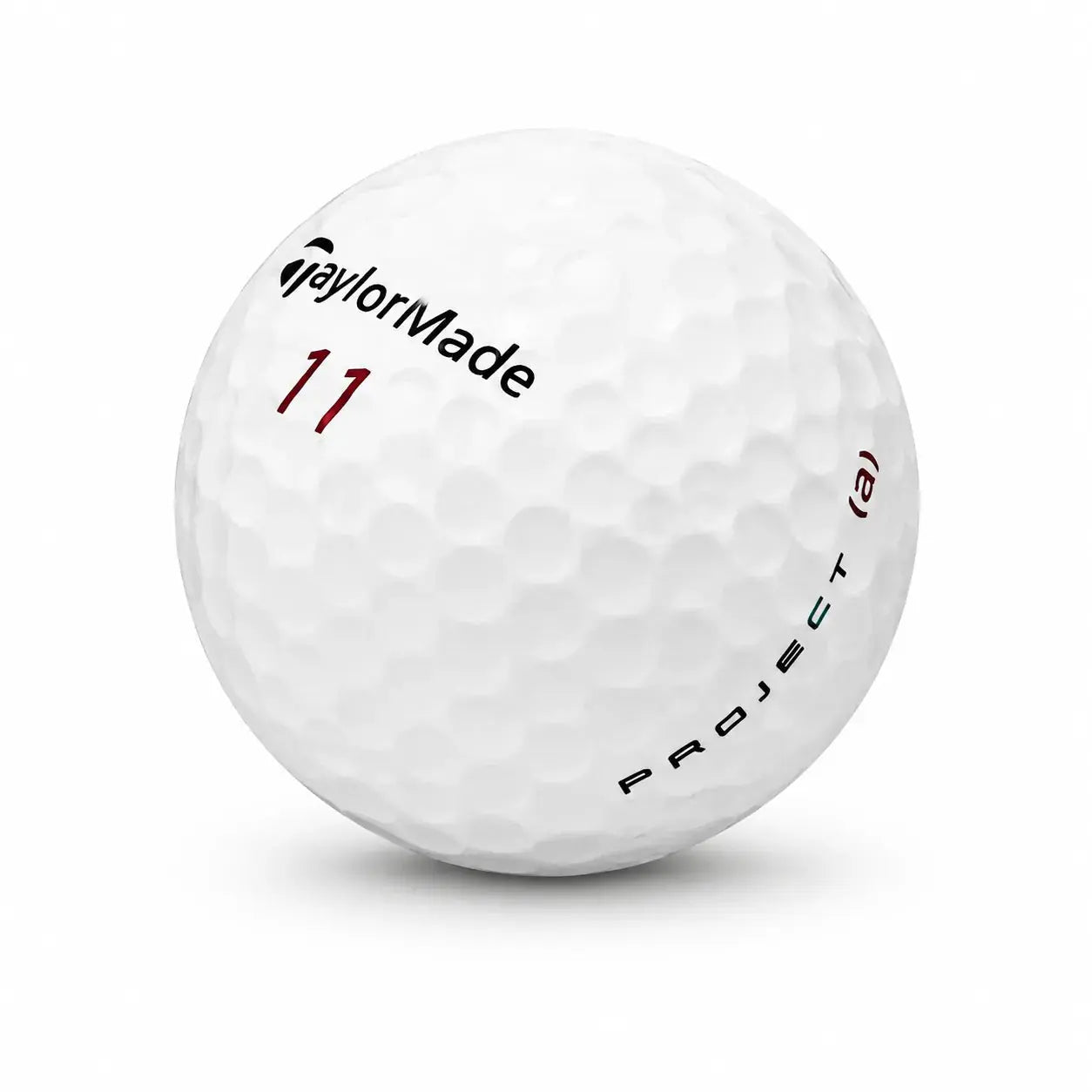 Weißer Golfball Taylor Made Project (a) mit der Nummer 11 und Logo.