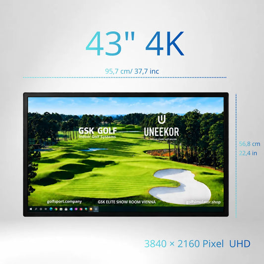 43" 4K UHD Touch Screen LCD für Golf Simulatorsysteme, Wandmontage, GSK Golf und Uneekor.