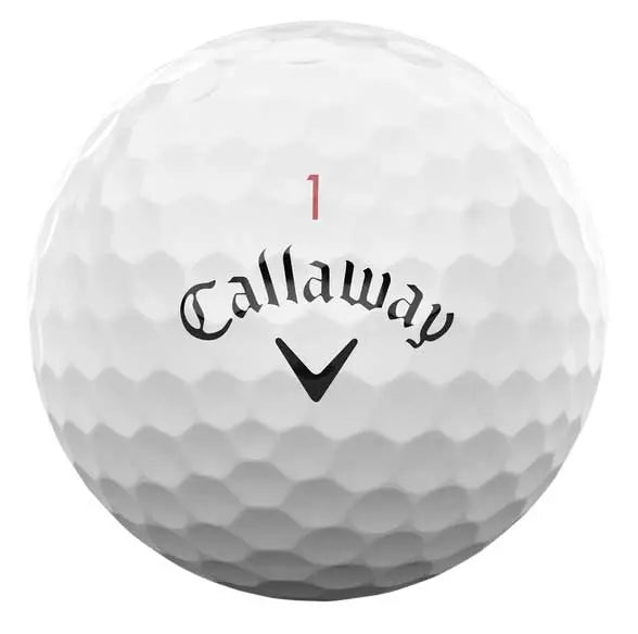 weißer Golfball mit Callaway Logo, Nummer 1, strukturierte Golfball-Oberfläche