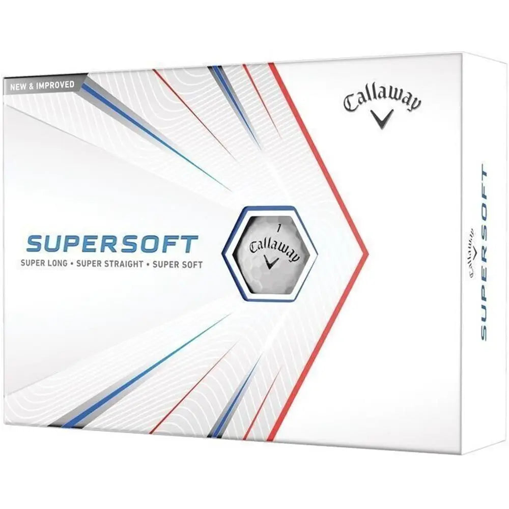 Callaway Supersoft weiße Golfbälle in Verpackung, Aufdruck, Golfzubehör Produktfoto