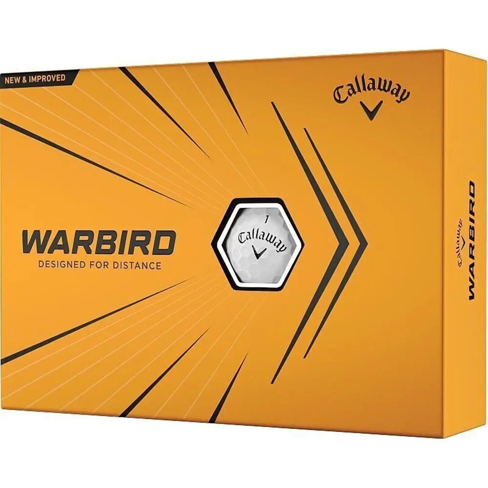Callaway Warbird Golfbälle in gelber Verpackung, Aufschrift Designed for Distance